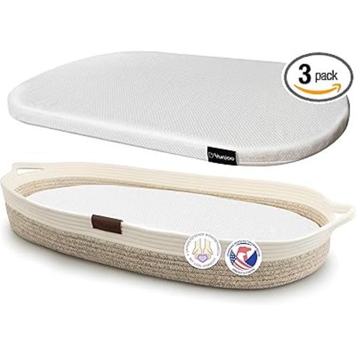 Baby Changing Basket, Portable Diaper Changing Pad, Moses Basket for Newborns, Changing Table Topper for Baby Nursery, Waterproof Travel Pad Cover
