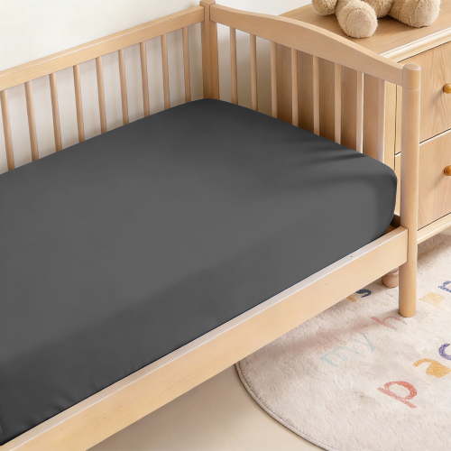 Lorviah 1 Pack Fitted Crib Sheet, 28"x 52" Ultra Soft Microfiber Crib Sheet for Boys & Girls, Dark Grey