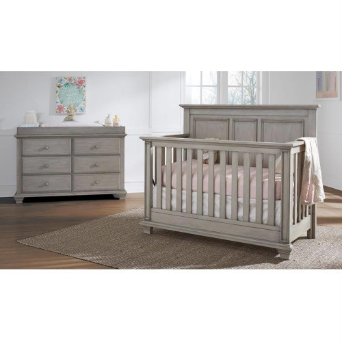 Oxford Baby Kenilworth Crib with Dresser and Changertop 3 Piece Nursery Set in Stone Wash