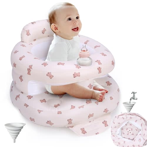 Inflatable Baby Seat for Babies 3 Months & Up, Inflatable Baby Support Seat for Sitting Up, Toddler Baby Floor Chair with Built in Air Pump, Upgrade Water Injection Function, More Stable (Color#02)