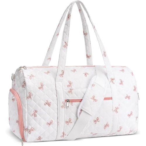 Gym Bag for Women, Cute Duffle Bag, Quilted Duffle Bag for Travel, Floral Duffle Bags, Weekend Bag with Zipper Pocket Dance Bag Organizer