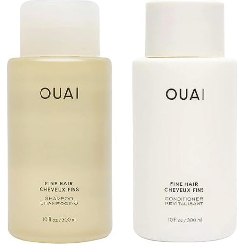 OUAI Fine Shampoo and Conditioner Set - Sulfate Free Shampoo and Conditioner for Women & Men - Made with Keratin, Marshmallow Root, Shea Butter & Avocado Oil - Free of Parabens & Phthalates (10 Fl Oz)