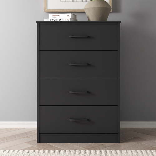 Free Shipping! Mainstays Black 4 Drawer Dresser, Tall and Lean with Easy Assembly and Spacious Drawers