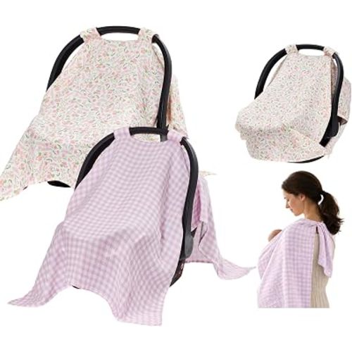 SERAPHY 2-in-1 Muslin Baby Car Seat Cover & Nursing Cover for Breastfeeding