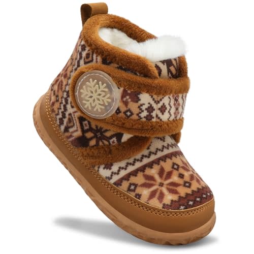 Scurtain Toddler Slippers Girl Boy House Shoes Fuzzy Hard Bottom Winter Boots Baby Cozy Walking Sock Shoes