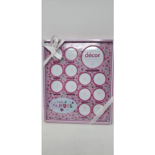 Cudlie! Little Angel My First Year Baby Photo Frame Pink 13 Photo Windows NIB 12