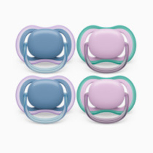 Philips Avent Ultra Air Pacifier, 6-18 Months (4 Pack) - Blue Hush/Lush Lilac, 4