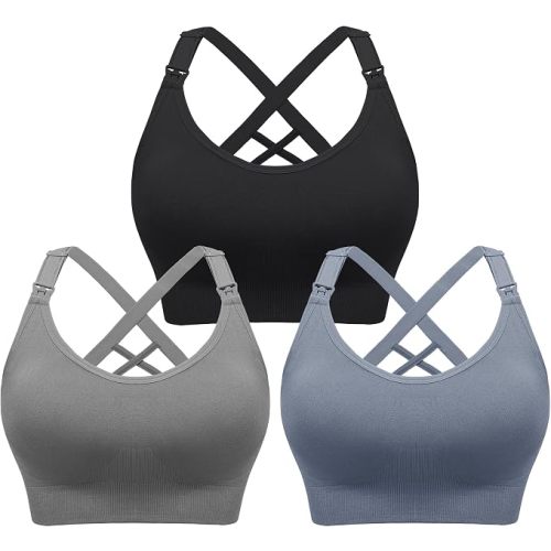 Angelhood Nursing Bras for Breastfeeding, Seamless Nursing Sports Bra Support Yoga Maternity Bras Pregnancy Sleep Bralette