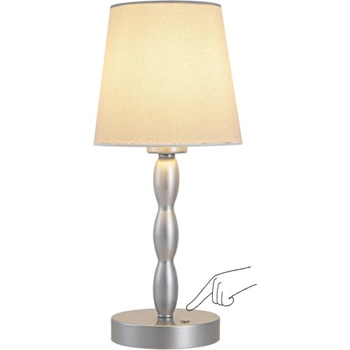 CASTLELIFE Portable Cordless Table Lamp,Touch Desk Lamp Rechargeable Battery Powered, 3-Level Brightness Stepless Dimmable Bedside Night Lamp,for Bedroom/Restaurant/Bars/Outdoor, Bulb Included,Silver