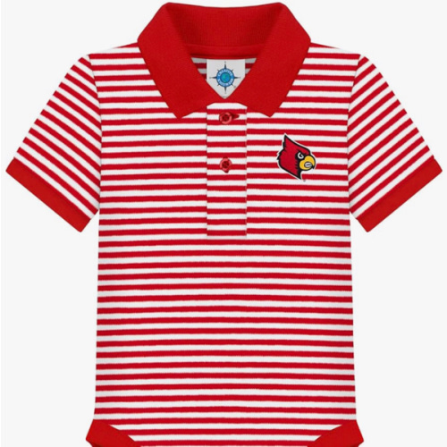 Creative Knitwear College Baby Striped Polo Bodysuit - Team Logo, Multiple Colors, for Boys & Girls (0-12 Months)