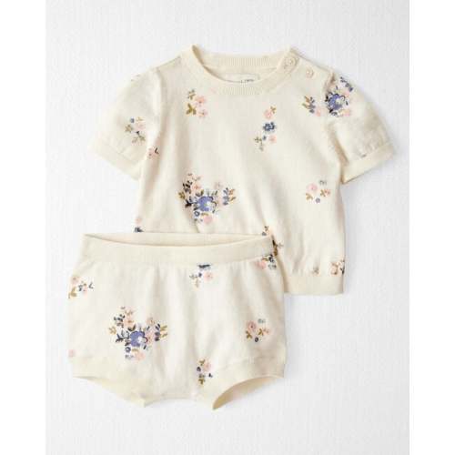 Baby Girl 2-Piece Organic Cotton Sweater Knit Set in Blooming Garden Print - Little Planet | Carter's