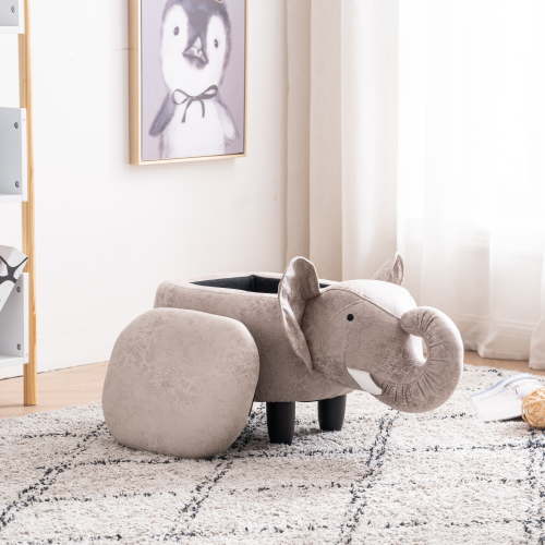 Home 2 Office Elliot The Elephant Fabric Storage Ottoman/Stool in Gray/Black