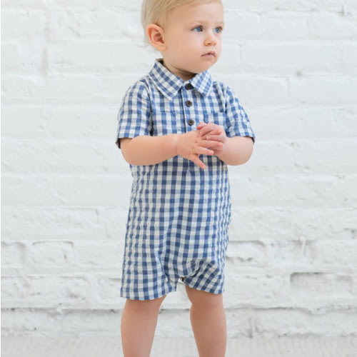 Mato Seersucker Collared Romper