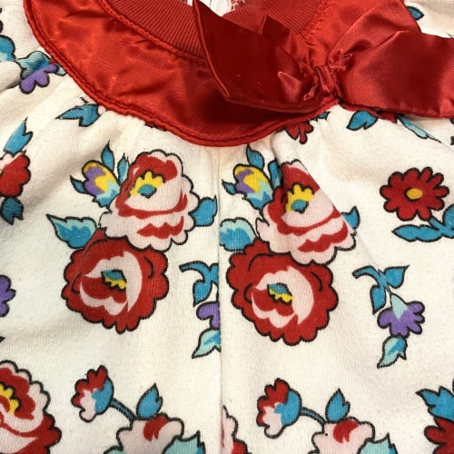 Vtg 0-6mos Bubble Romper Overalls Floral McDonalds McKids Y2K w/Pockets Bow