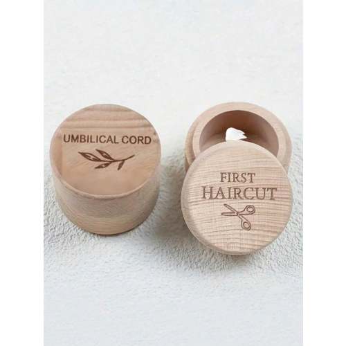 1pc Wooden Tooth Keepsake Box, Made Of Durable Natural Material, Portable Memory Storage Container, Ideal Gift For New Parents, Adorable Pattern Engraved On The Box