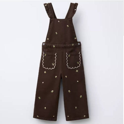 LONG EMBROIDERED FLORAL OVERALLS - Brown | ZARA United States