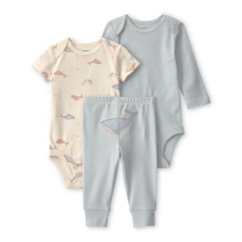 Baby Boys' Crewneck Bodysuit and Pants, 3-Piece Set