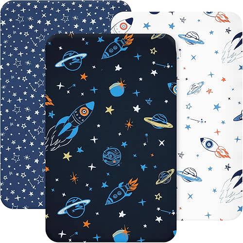 david's kids 3 Pack Mini Crib Sheets Pack N Play Sheets Space