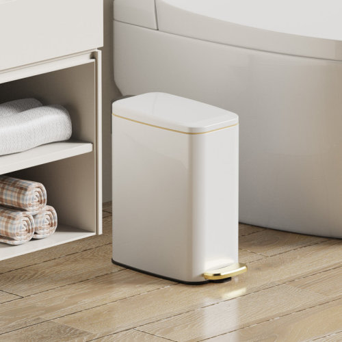 KSSKSS 1.6 Gallon Slim Metal Step On Bathroom Trash Can With Lid Soft Close,rectangular,black,comes With Inner Bucket And 60 Trash Bags,wastebasket For Narrow Spaces,rv,home,office,bedroom & Reviews | Wayfair