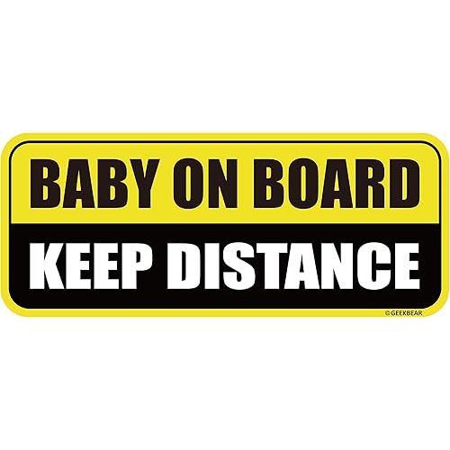 GEEKBEAR Baby on Board Car Magnet - Colorful, Reflective, Weather-Resistant - Rectangular 8.7 x 3.5 in (Yellow/Black)