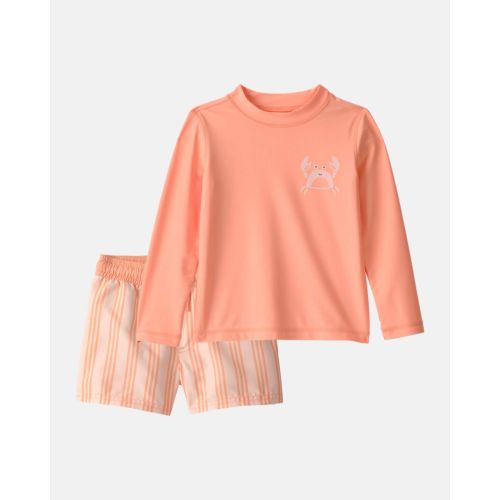 Toddler Boy 2-Piece Crab Rashguard & Swim Trunk Set - Orange | Carter's