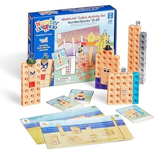 hand2mind MathLink Cubes Numberblocks 21-30 Activity Set, 20 Preschool Learning Activities, Counting Blocks, Linking Cubes, Educational Toys for Kids, Number Games, Math Manipulatives Kindergarten