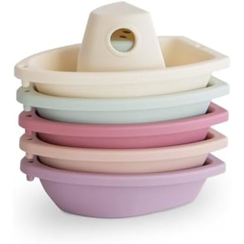 mushie Stackable Bath Boats Floating Toy (Petal) | Made in Denmark