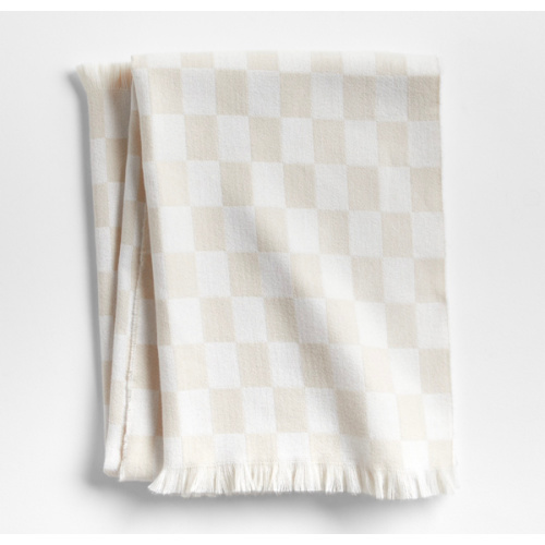 Natural Taupe Checkmate Baby Stroller Blanket by Leanne Ford