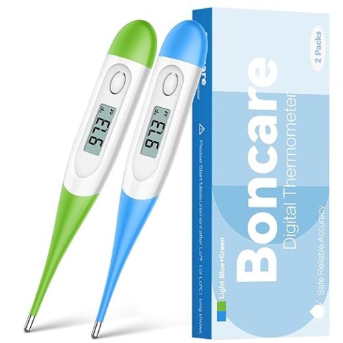 Thermometer for Baby, 2 Packs, Rectal Digital Thermometer with 10 Seconds Fast Reading (Light Blue+Green)