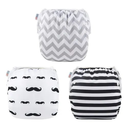 Alva Baby Swim Diapers 3pcs Reuseable Washable & Adjustable for Swimming Lesson & 0-2 Years Baby Boy Girl 3SWY01