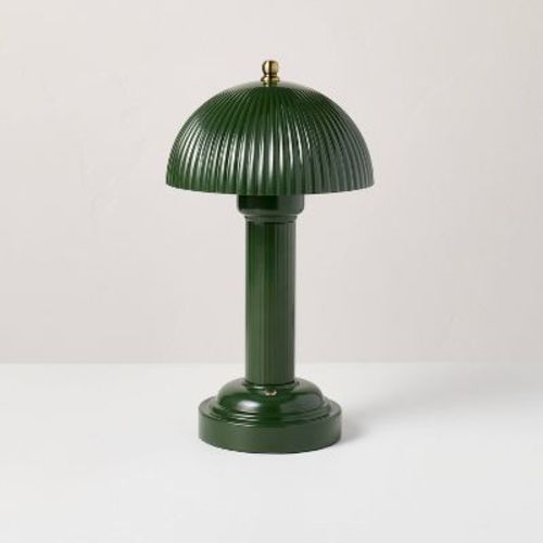 11.5" Fluted Metal Rechargeable Library Table Lamp Green (includes Led Light Bulb) - Hearth & Hand™ With Magnolia