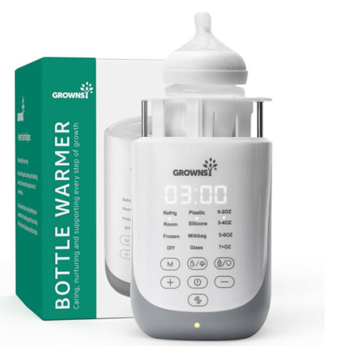 GROWNSY Nutri Bottle Warmer with Innovative Auto-Lift Feature, 10-in-1 Fast Baby Bottle Warmer with Night Light, Retain Nutrients Milk Warmer for Breastmilk&Formula