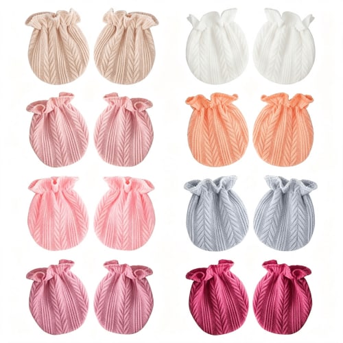 TELOLY Newborn Infant Toddler Mittens No Scratch Cotton Elastic Wrist Gloves Hypoallergenic for 0-6 Months Baby Boys Girls-Newborn Mittens Girl