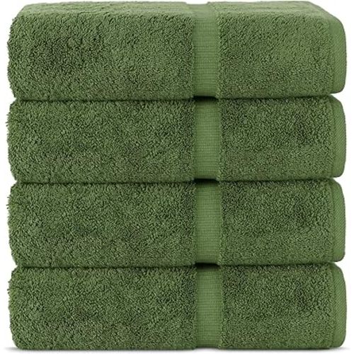 Chakir Turkish Linens | Hotel & Spa Quality 100% Cotton Premium Turkish Towels | Soft & Absorbent (4-Piece Bath Towels, Moss)