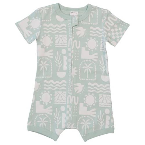 Light Green Baby Short Sleeve Zip Romper | Best&Less™ Online