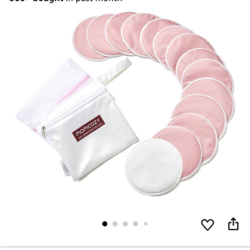 Momcozy Reusable Nursing Pads, Innovative Use of One Way Moisture-Wicking Fabric & 3-Layer Washable Breast Pads, Ultra-Thin Design, Light and Unburden, 14 Pack + Wet & Dry Separation Bag + Wash Bag