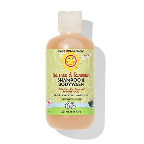 California Baby Tea Tree & Lavender Baby Wash + Baby Shampoo | 100% Plant-Based | Tea Tree Shampoo For Sensitive Skin | Hypoallergenic | 251mL / 8.5oz