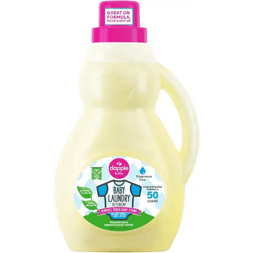 Dapple Baby Laundry Detergent, Powered by Plants, Concentrated, Hypoallergenic, Stain Remover, Fragrance Free, 50 Fl Oz (1 Pack)