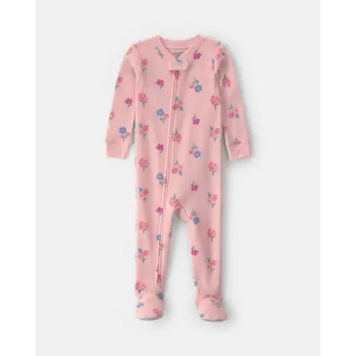 Baby Girl 1-Piece Floral Thermal Snug Fit Footed Pajama - Pink | Carter's