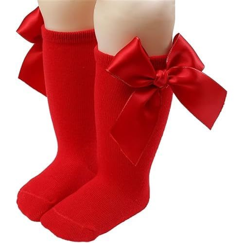 Baby Girls Socks Autumn Toddler Big Bow Knee High Long Soft Kids Christmas Sock Spanish Style Floor Socks(WZ2)