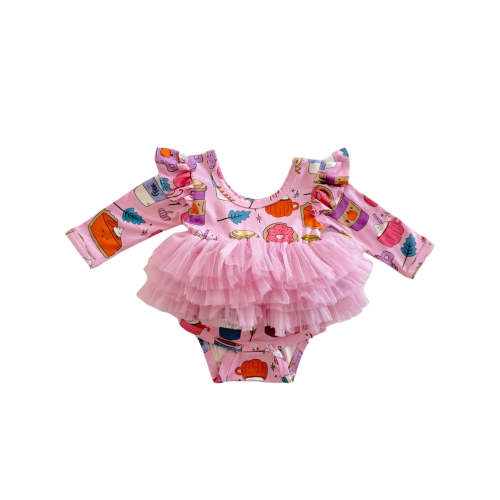 Long Sleeve Tutu Bodysuit, Pumpkin Spice Latte Pink – SpearmintLOVE