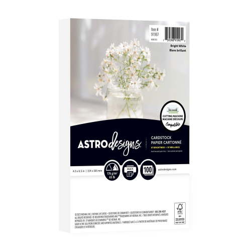 Astrodesigns Bright White Cardstock Paper, 65 lb, 4.5" x 6.5", 100 Sheets - Walmart.ca