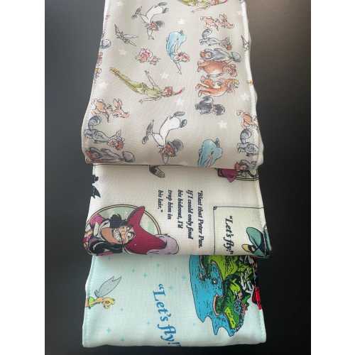 Burp cloths, Peter Pan, Disney, the Lost Boys, Tinkerbell, Captain Hook, baby shower