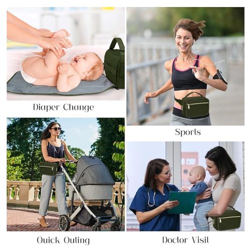 Small Diaper Crossbody Bag, Olive Green