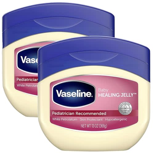 Vaseline Healing Jelly Baby, 2-Pack  Hypoallergenic Moisturizer for Baby Care, Diaper Rash, Sensitive and Dry Skin, Baby Powder Scent, 13 Oz Ea