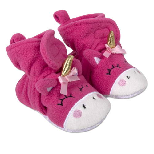 Baby Essentials Cozy Sherpa Fleece Soft Soled Baby Booties for Fall, Winter, Newborn Infants 0 – 6 Months in Uniquely Magical Unicorns