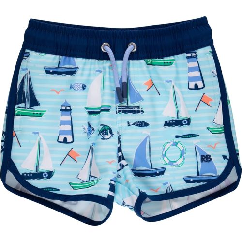 RUGGEDBUTTS Boys UPF50+ Stretch Dolphin Hem Swim Trunks - Boys Swim Trunks