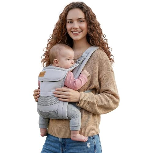 Baby Carrier Newborn to Toddler(7-30lbs), Toddler Carrier with Adjustable Shoulder Strap, Baby Holder Carrier with Breathable Mesh Fabric, Grey