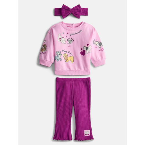 Disney Classics Baby Girl's Graphic Crewneck Sweatshirt, Leggings and Headband, 3 Piece, Sizes 0/3M-24M
