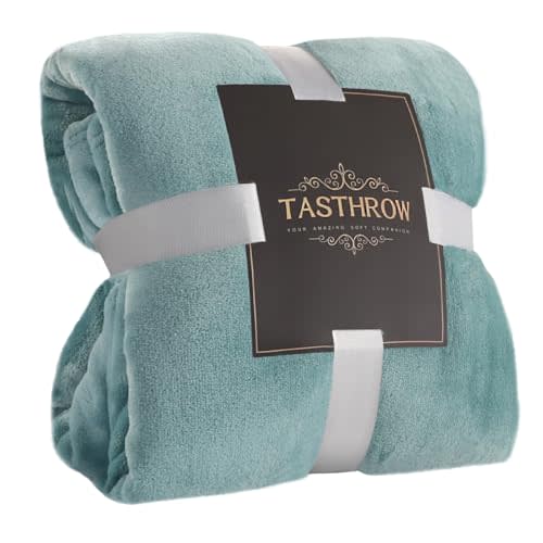 TASTHROW Large Flannel Fleece Throw Blanket, 50×70 Inch - Cozy Lightweight Thick Blanket - All Seasons Suitable for Women, Men and Kids (Bluishgreen)